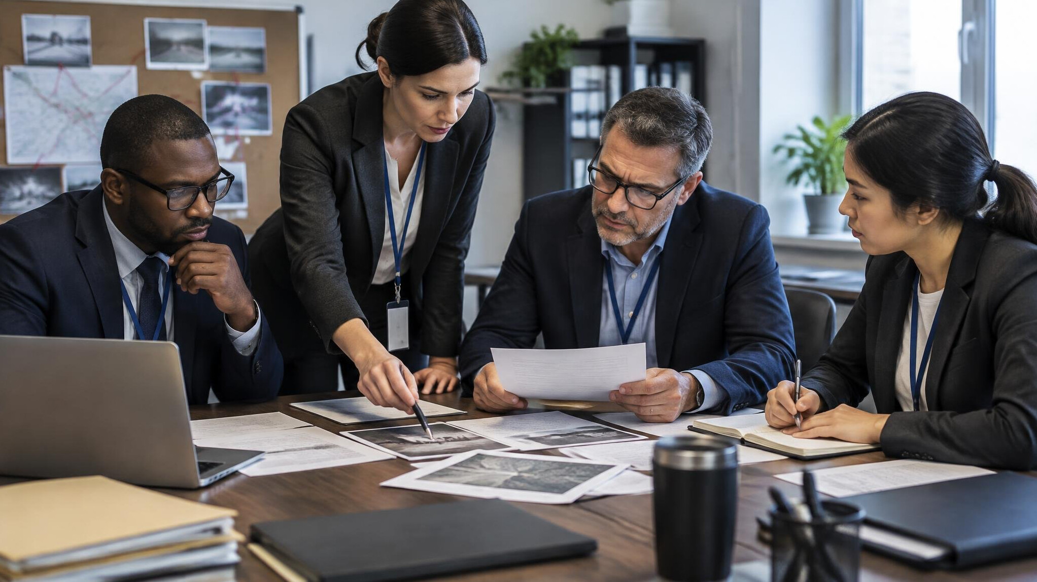 team of investigators in meeting